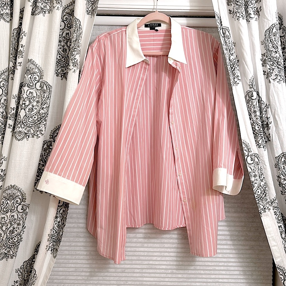 LAUREN RALPH LAUREN women’s button down shirt, work attire, collared shirt, pink